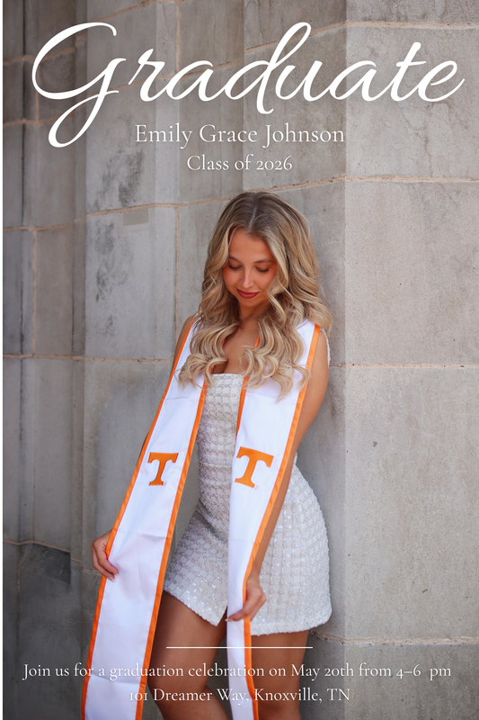 Trendy Graduation Invitation Template — Editable Canva Digital Download