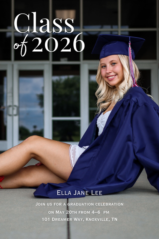 Timeless Graduation Invitation Template — Editable Canva Digital Download